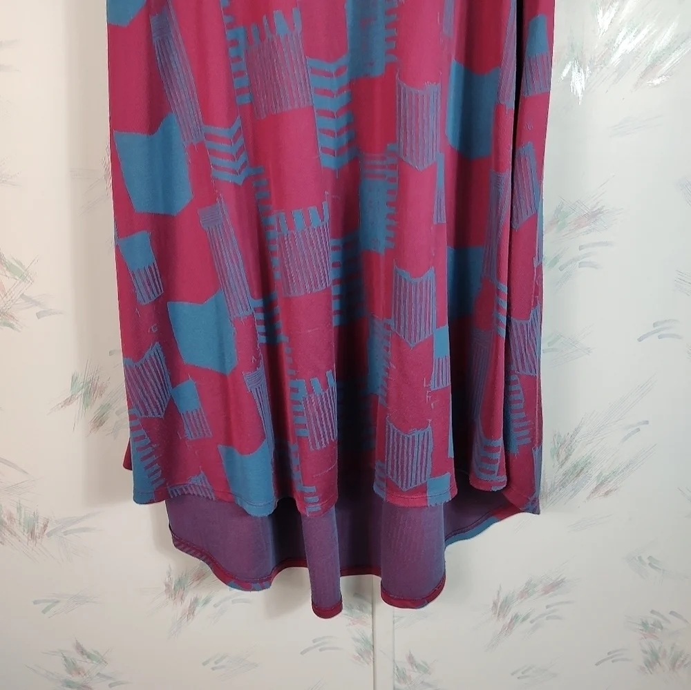 Lularoe Red Blue Checkered Print Midi Dress M - Picture 3 of 9